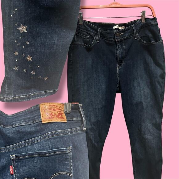Levi's 711 Skinny high-waisted skinny jeans with star embellishments - Picture 1 of 8